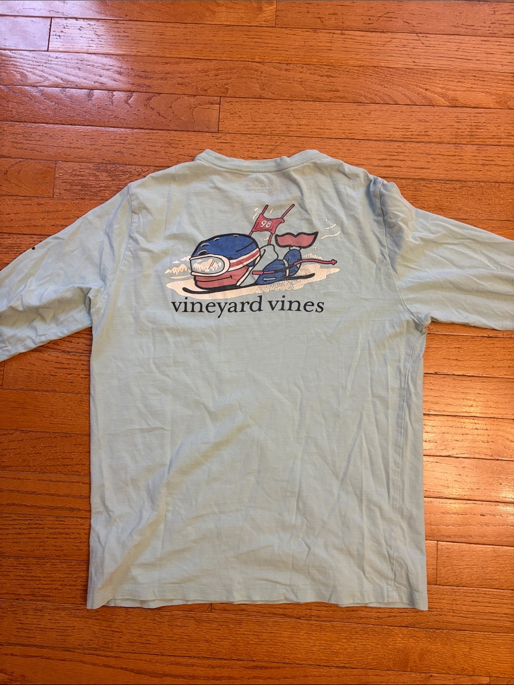 Vineyard Vines Pale Blue Long-Sleeve Tee with Nautical Graphic